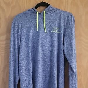 Vineyard Vines Men's Heathered Blue Hoodie with Neon Accents